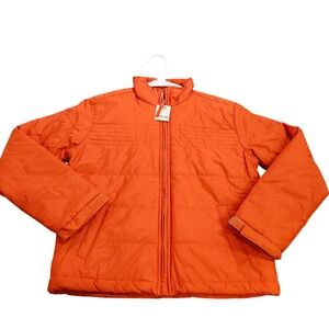 Simply Basic Kids Orange Quilted Puffer Jacket Full Zip Stand Collar Size M 8/10